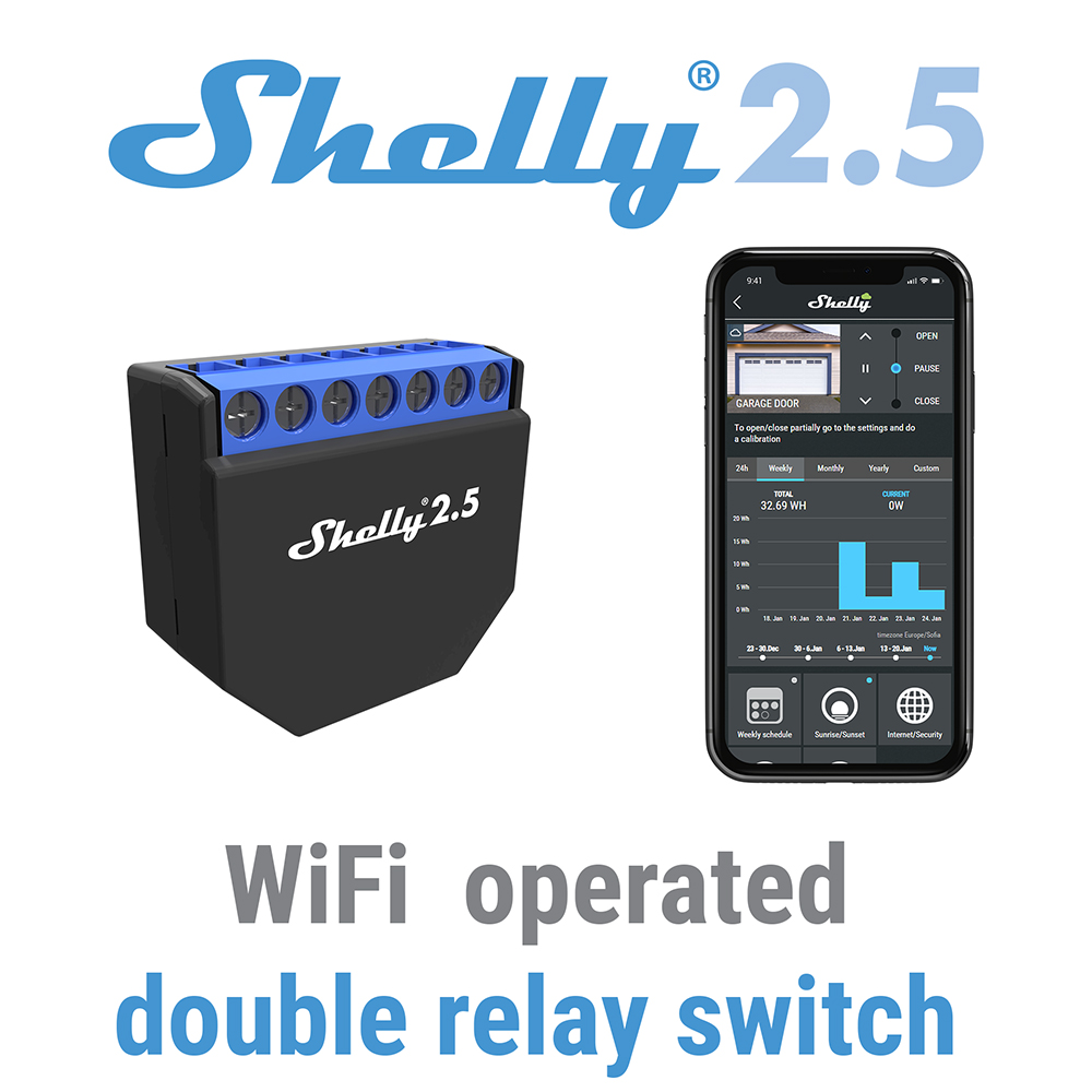 Shelly 2.5 Nhà Thông Minh Đôi  - đánh giá và giá Shelly Relay Module