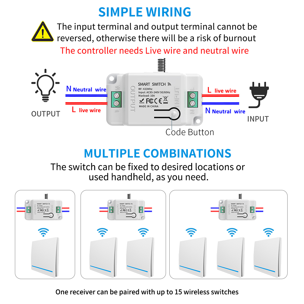 Wireless Switch Remote Control - đánh giá và giá 433Mhz Receiver Module