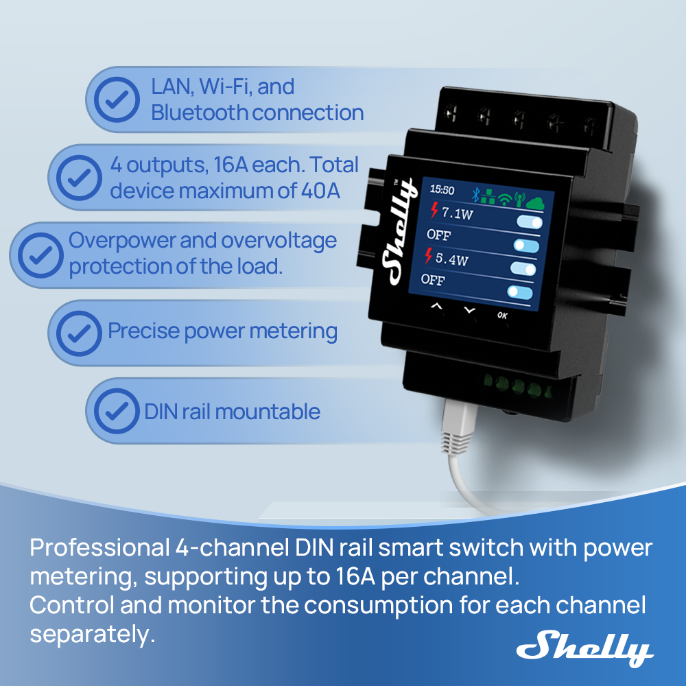 Shelly Pro 4 Chiều 4 Kênh Tiếp - đánh giá và giá Home Automation Technology